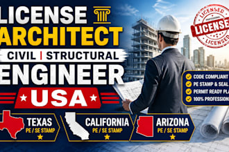 license architect civil structural engineer USA stamp texas california arizona
