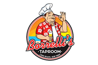 do beach themed italian taproom logo with  unlimited changes