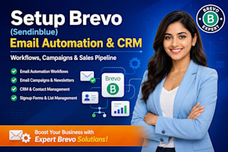 setup brevo CRM, sales pipeline, email automation workflows,campaigns brevo html