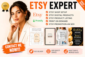 setup etsy shop, etsy SEO listing and etsy digital product store