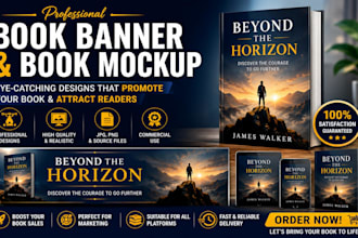 create book banner, promotional banner ads, book mockup, book cover, amazon kdp