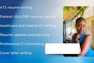 create ats resume writing, federal usajobs CV and update healthcare medical cv