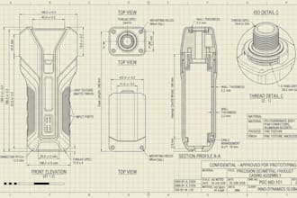 create technical drawing and 2d drafting blueprints for product factory