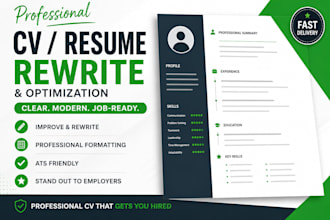 rewrite, improve and format your CV or resume professionally