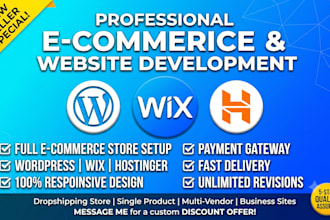build ecommerce website or store on hostinger wix wordpress godaddy