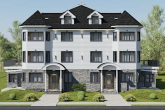 autocad draw 2d floor plan,building autodesk revit model,realistic 3d rendering