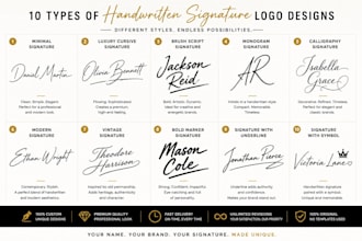 make real handwritten signature logo hand drawn design