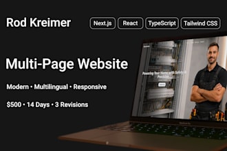 build a multi page website, next js, react, typescript