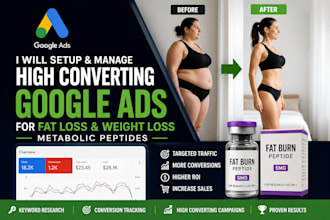 set up google ads for fat loss and metabolic peptide brands
