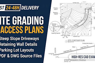 design site grading retaining wall steep driveway and parking plan
