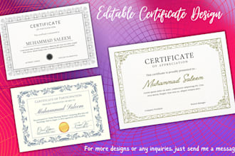 design professional certificate, award, appreciation and achievement certificate