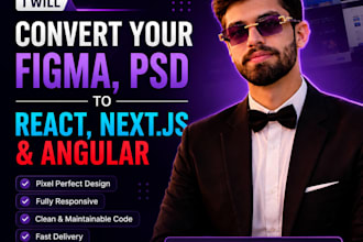 convert figma, xd, or PSD to react, nextjs, angular