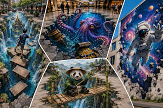 design 3d pavement art, floor illusions, wall murals and outdoor illusion design