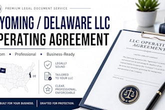 draft a professional wyoming or delaware llc operating agreement