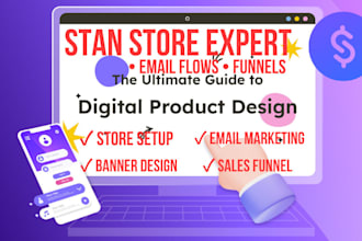 setup stan store email flows landing page digital products