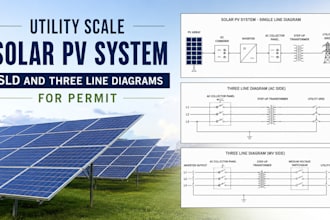 design utility scale solar pv system sld and three line diagrams for permit
