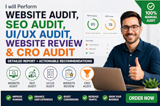 perform website audit, seo audit, ui ux audit, website review, cro audit