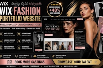 design wix fashion portfolio website model showcase booking system