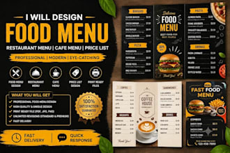 design professional food menu,restaurant menu,and price list