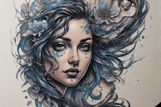 design a cute tattoo in dotwork