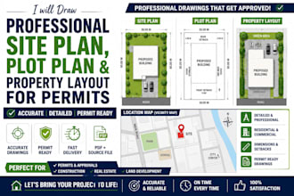 draw professional site plan, plot plan and property layout for permits