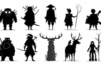 draw custom line art and silhouette stencil