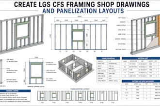 create lgs cfs framing shop drawings and panelization layouts