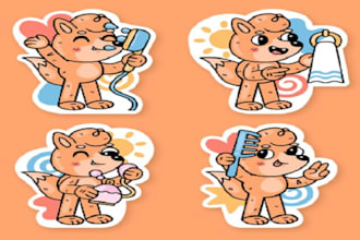 draw stickers for telegram of your furry characters,fursona headshot, emote pack