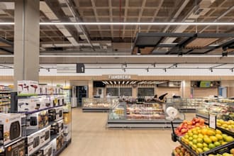 3d supermarket interior design retail store grocery store cafe shopping mall