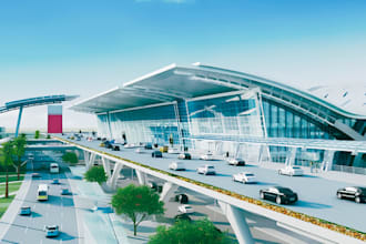 do 3d airport terminal design and exterior rendering