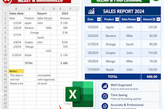 fix formatting and clean messy excel data