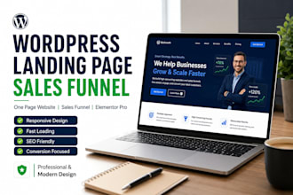 do wordpress landing page, one page website, wordpress website, sales funnel