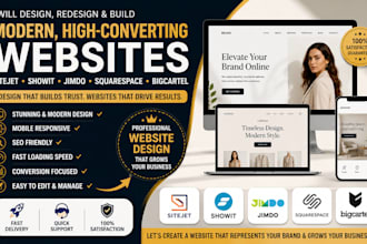 design sitejet showit jimdo squarespace bigcartel website redesign landing page