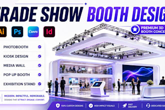 design creative trade show booth with realistic 3d renders expo stands