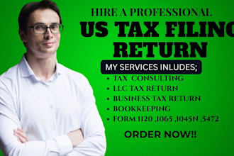 file your USA tax return, llc tax filing, business tax 1120, 5472, 1040 and CPA