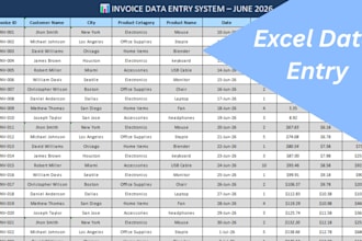 do microsoft excel data entry, formulas and spreadsheet work