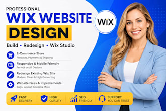 build responsive wix ecommerce website, redesign existing wix site or wix studio