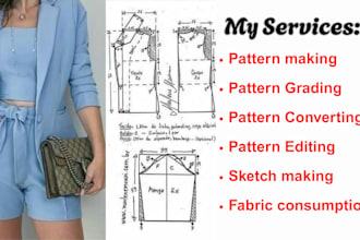 design sewing pattern grading cloth converting garment pattern any cloth design