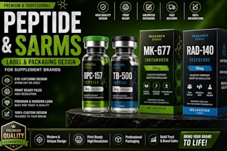 design peptide sarms label supplement product vial label product packaging box