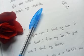 write handwritten work notes,letters,quotes in beautiful writing