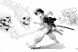 draw, black and white, pen and ink illustration drawing