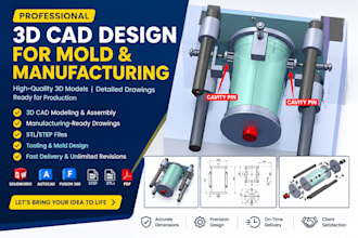 design 3d mechanical parts, assemblies, engineering cad models and dfm analysis