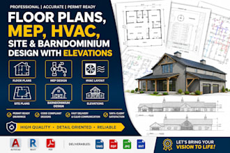 do floor plans, mep, hvac, site plans, barndominium elevations