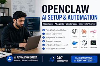setup openclaw ai agent, claude code, n8n automation, mcp server, openai