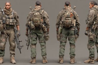 draw 2d game art military character design