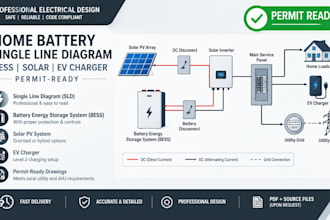 do home battery single line diagram bess solar ev charger permit ready