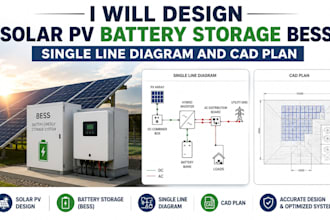design solar pv battery storage bess single line diagram and cad plan