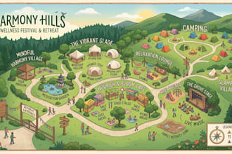 design tourism map, property maps, event map, hiking map
