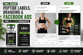 design peptide labels, branding for fat loss products