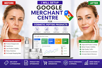 setup google merchant centre for cosmetic and beauty peptide products